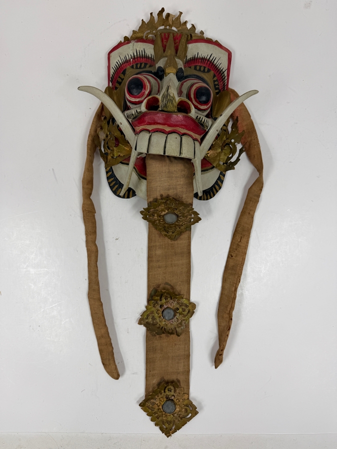 Hand Crafted Wooden Balinese Rangda Mask For Barong Dances 7'W X 20'H [Photo 2]