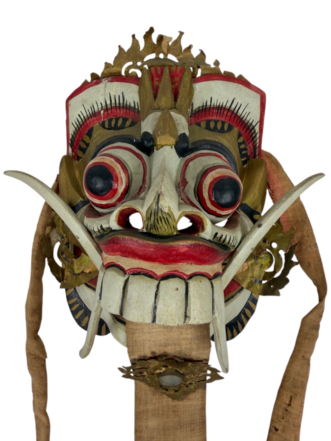 Hand Crafted Wooden Balinese Rangda Mask For Barong Dances 7'W X 20'H