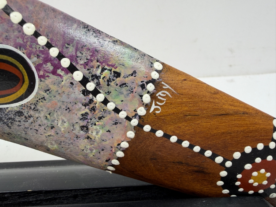 Hand Painted Authentic Australian Aboriginal Art Boomerang 13'W [Photo 3]