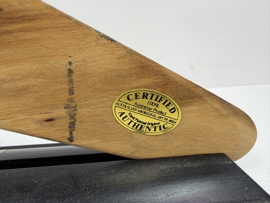 Hand Painted Authentic Australian Aboriginal Art Boomerang 13'W [Photo 5]