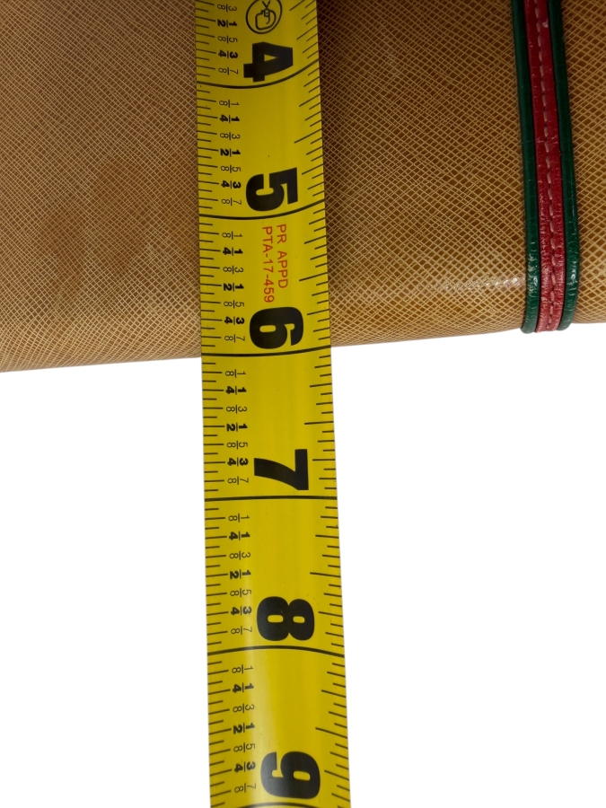 Authentic Vintage Gucci Tan Textured Leather Six Ring Agenda Planner With Gold-Tone Metal Corners, Notepad And Pen 6'W X 7.75'H [Photo 2]