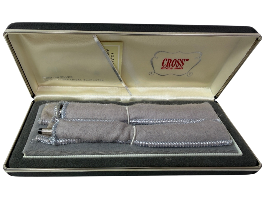 Vintage Sterling Silver Cross Pen And Pencil Set In Original Box 39g