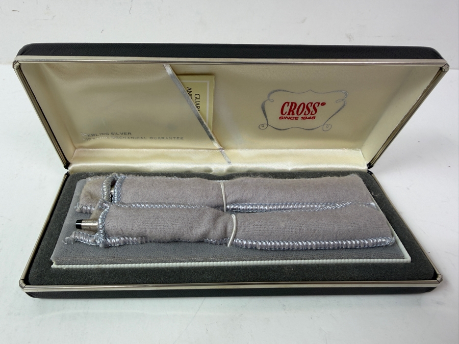 Vintage Sterling Silver Cross Pen And Pencil Set In Original Box 39g [Photo 2]