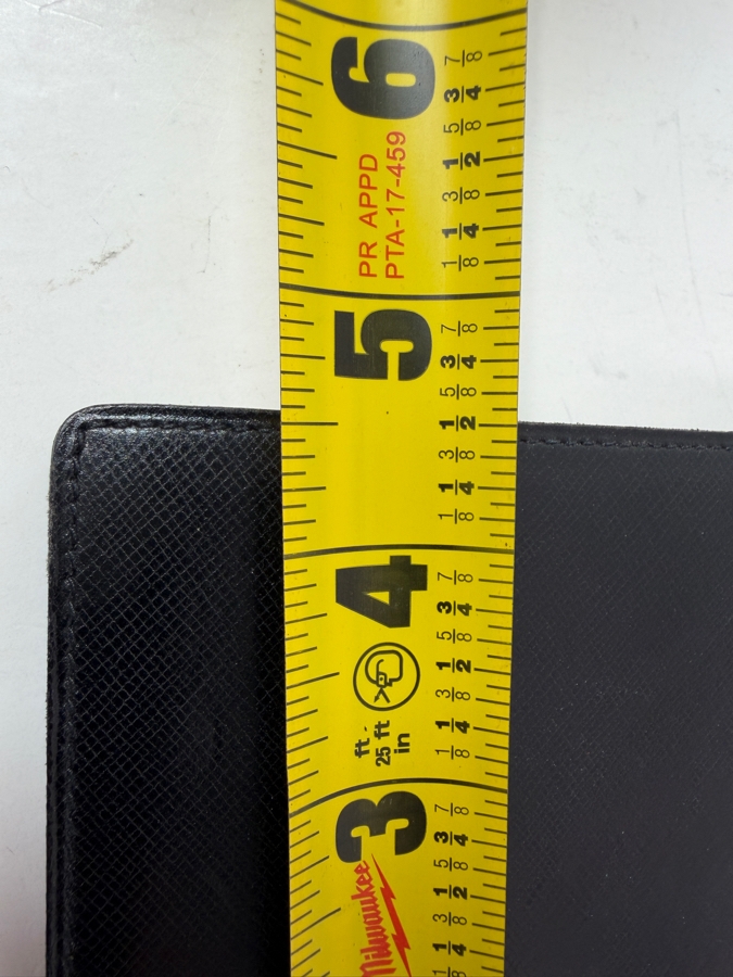 Vintage Authentic Gucci Black Textured Leather Notepad Holder Cover With Gold Horsebit Hardware Includes Original Web Stripe Pad And Gold Pen 4.5'W X 6.5'H [Photo 7]