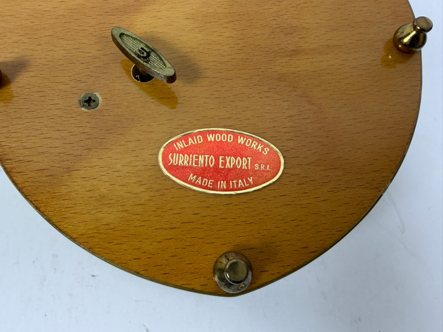 Surriento Export Heart Shaped Floral Inlaid Wood Music Box With Red Velvet Lining And Wind Up Mechanism Made In Italy 6'W X 5'D X 2.5'H [Photo 6]