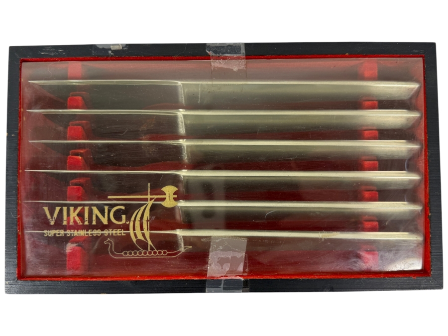 Viking Super Stainless Steel Steak Knives Set In Original Box