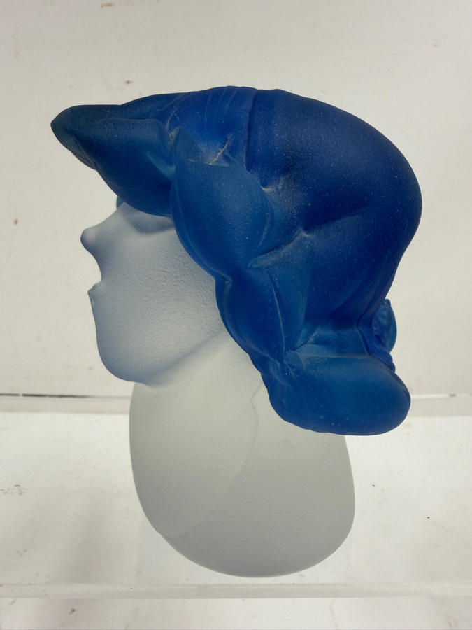Vintage Blue Frosted Art Glass Bust Sculpture Signed Fellerman & Raabe 1998 5'H  [Photo 4]