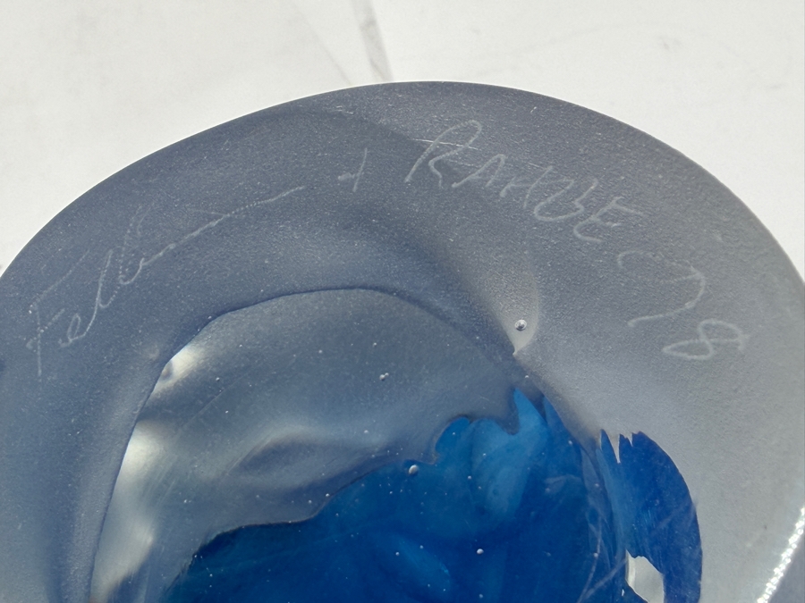 Vintage Blue Frosted Art Glass Bust Sculpture Signed Fellerman & Raabe 1998 5'H  [Photo 8]