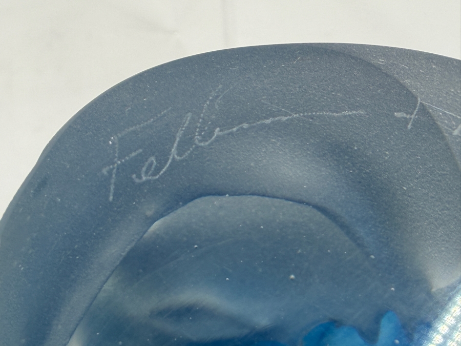 Vintage Blue Frosted Art Glass Bust Sculpture Signed Fellerman & Raabe 1998 5'H  [Photo 9]