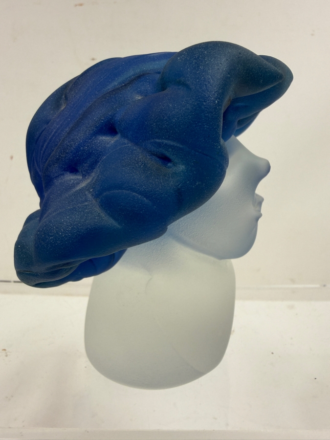 Vintage Blue Frosted Art Glass Bust Sculpture Signed Fellerman & Raabe 1998 5'H  [Photo 6]