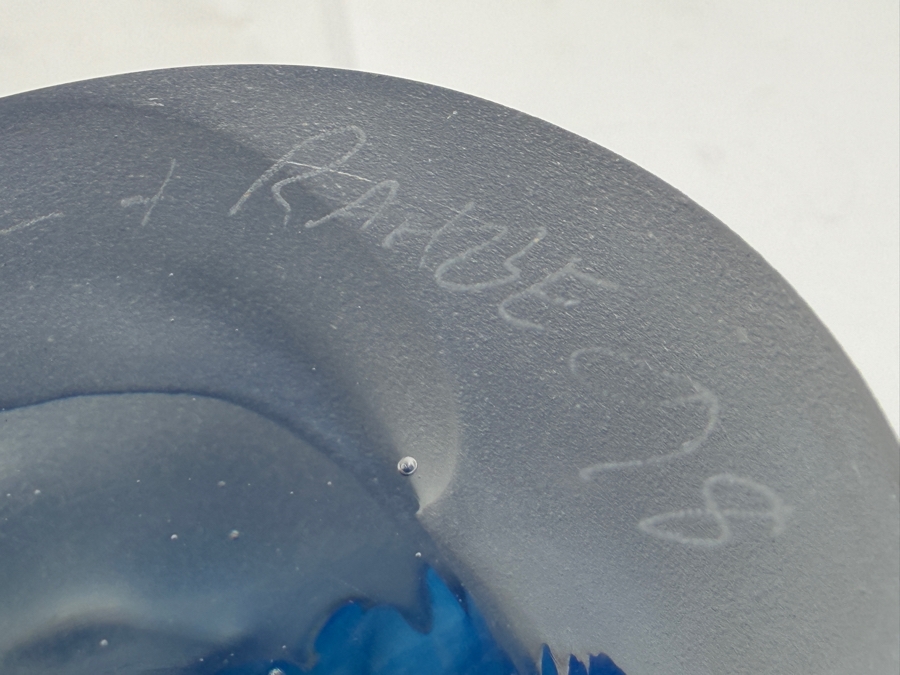 Vintage Blue Frosted Art Glass Bust Sculpture Signed Fellerman & Raabe 1998 5'H  [Photo 10]