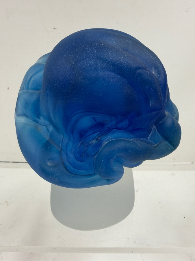 Vintage Blue Frosted Art Glass Bust Sculpture Signed Fellerman & Raabe 1998 5'H  [Photo 5]
