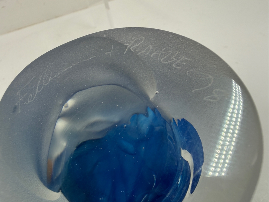 Vintage Blue Frosted Art Glass Bust Sculpture Signed Fellerman & Raabe 1998 5'H  [Photo 7]