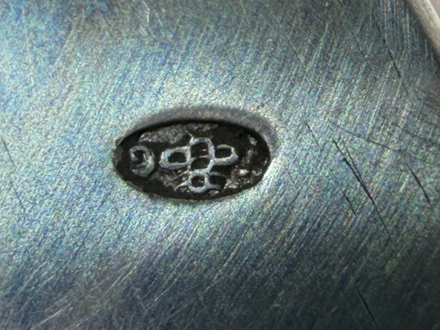 Vintage French Hallmarked Sommelier Tastevin Wine Tasting Cup With Embossed Vineyard And Chateau Estate Scene On Handle 85.9g [Photo 6]