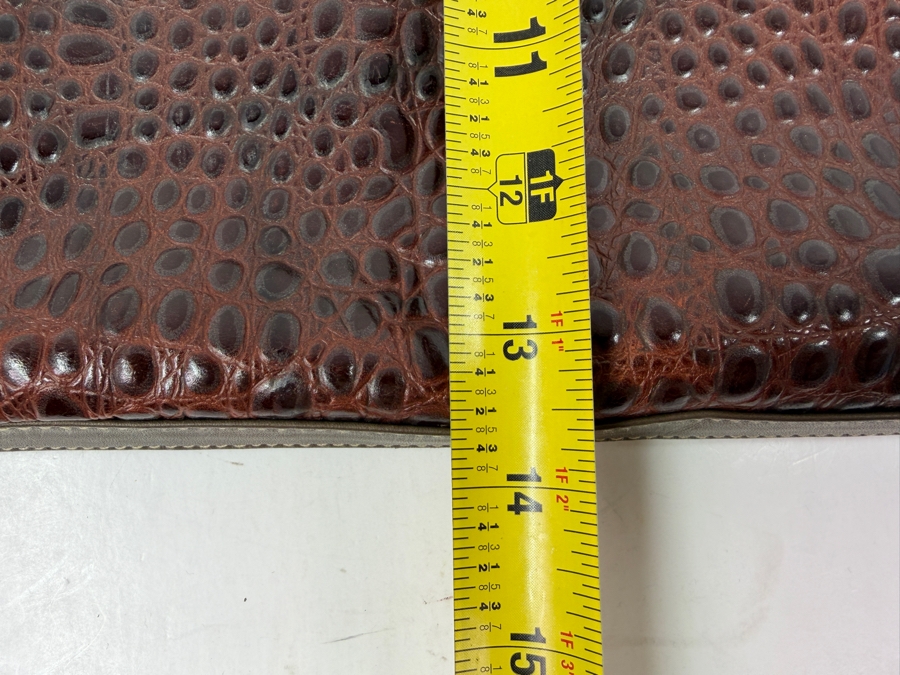 Vintage Escada Leather Crocodile Embossed Document Bag Made In Italy 16'W X 13.5'H [Photo 6]