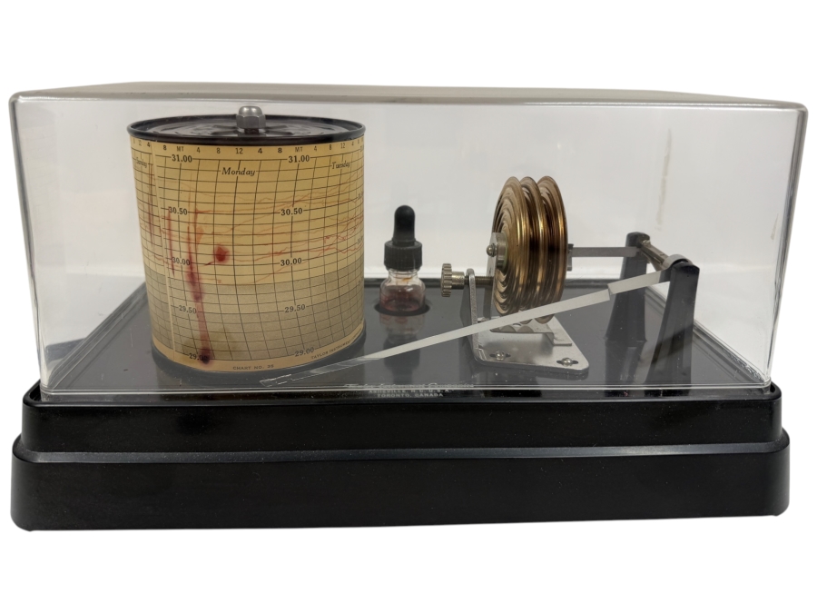 Vintage Taylor Weather-Hawk Stormoscope Barograph Model 6450 Electric Recording Drum Barometer Untested