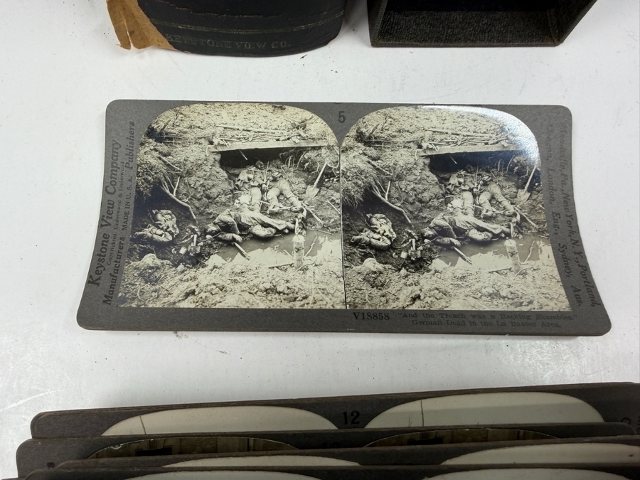 Antique Keystone View Company Stereographic Library World War Through The Stereoscope Volume I Box Set With 43 Vintage Military Stereoview Cards [Photo 22]