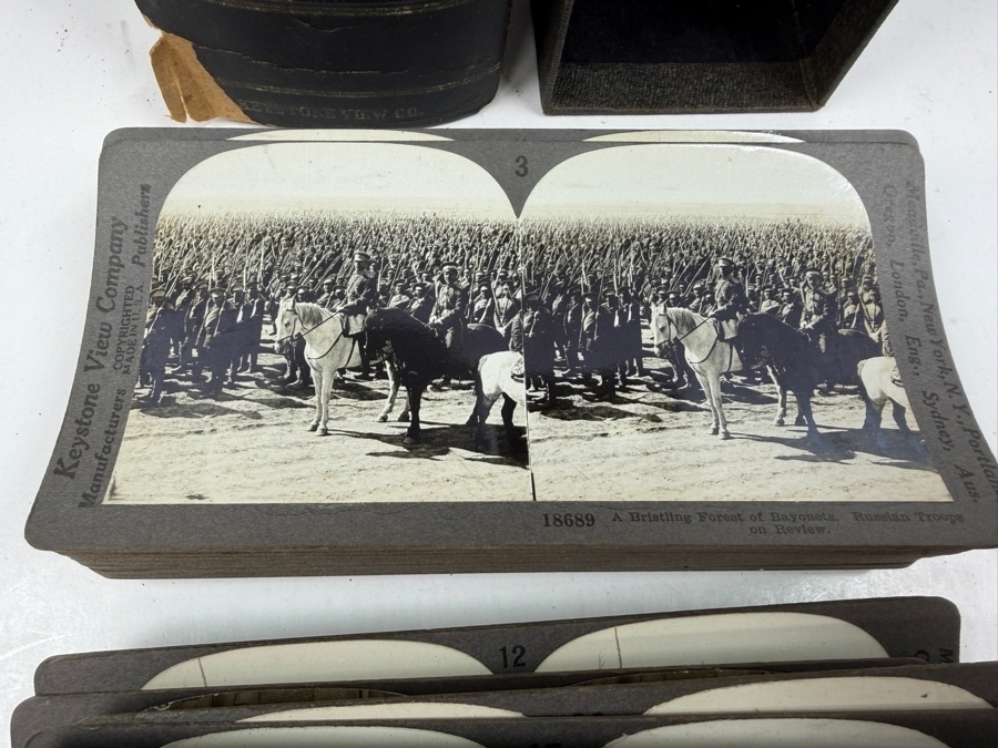 Antique Keystone View Company Stereographic Library World War Through The Stereoscope Volume I Box Set With 43 Vintage Military Stereoview Cards [Photo 15]