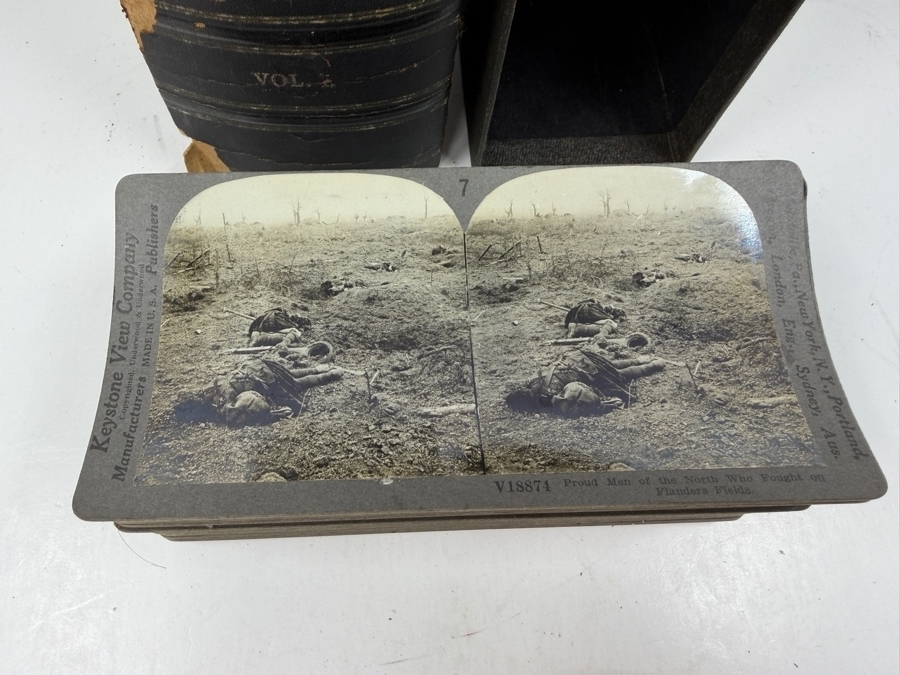 Antique Keystone View Company Stereographic Library World War Through The Stereoscope Volume I Box Set With 43 Vintage Military Stereoview Cards [Photo 4]