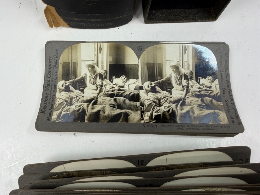Antique Keystone View Company Stereographic Library World War Through The Stereoscope Volume I Box Set With 43 Vintage Military Stereoview Cards [Photo 21]