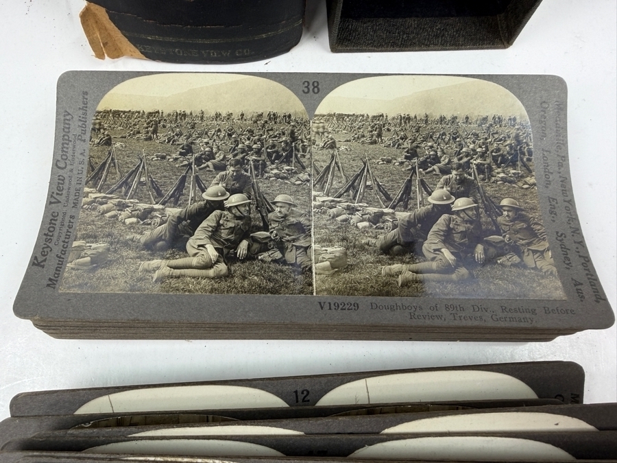Antique Keystone View Company Stereographic Library World War Through The Stereoscope Volume I Box Set With 43 Vintage Military Stereoview Cards [Photo 17]