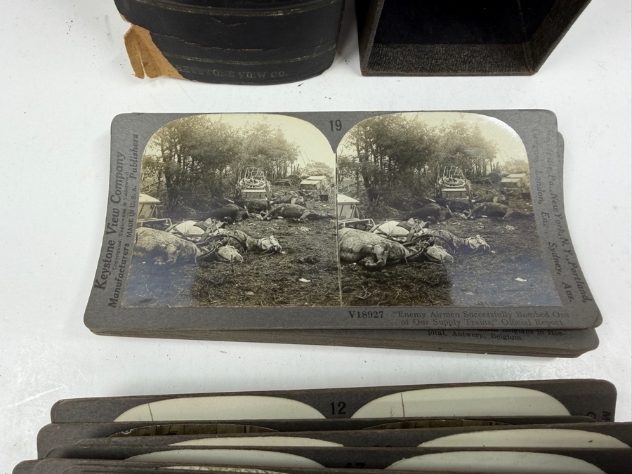 Antique Keystone View Company Stereographic Library World War Through The Stereoscope Volume I Box Set With 43 Vintage Military Stereoview Cards [Photo 20]