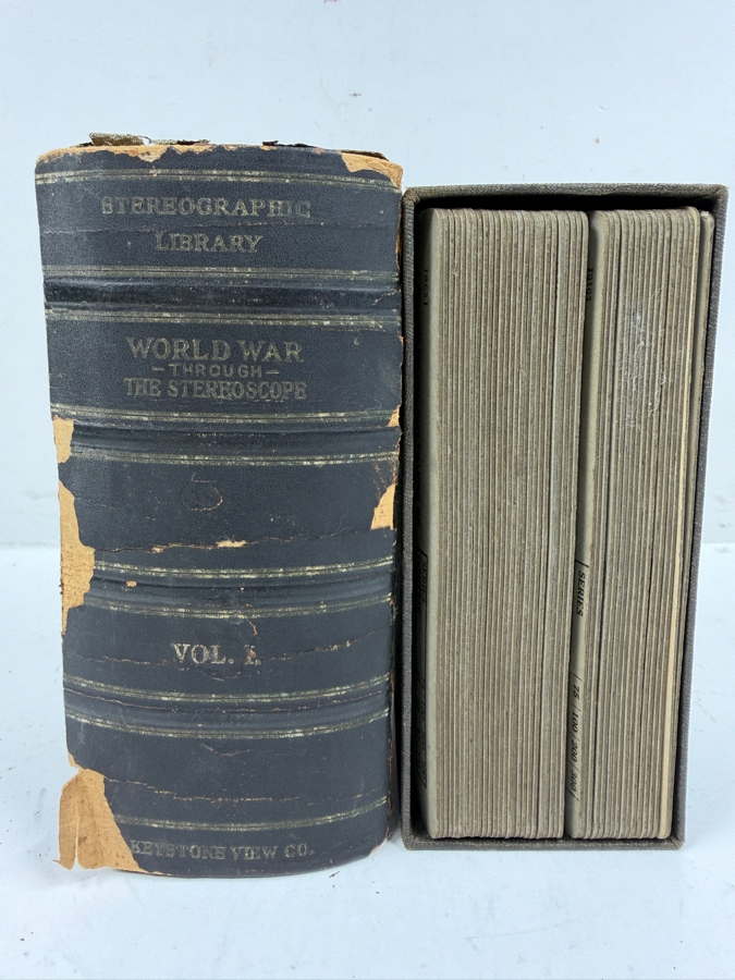 Antique Keystone View Company Stereographic Library World War Through The Stereoscope Volume I Box Set With 43 Vintage Military Stereoview Cards [Photo 3]