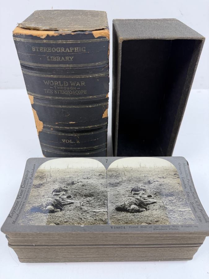 Antique Keystone View Company Stereographic Library World War Through The Stereoscope Volume I Box Set With 43 Vintage Military Stereoview Cards [Photo 2]