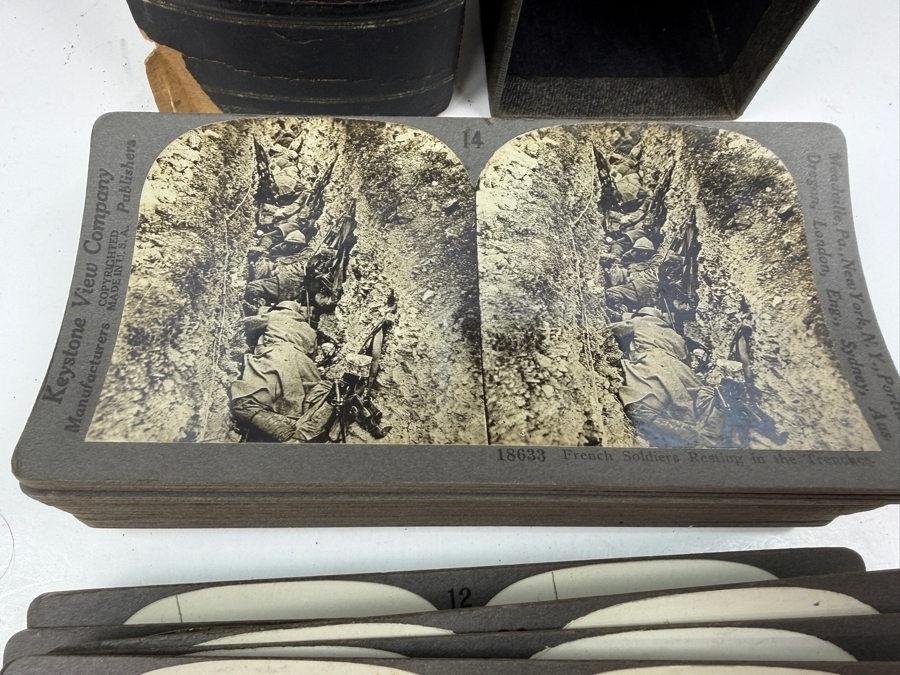 Antique Keystone View Company Stereographic Library World War Through The Stereoscope Volume I Box Set With 43 Vintage Military Stereoview Cards [Photo 13]