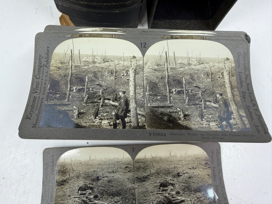 Antique Keystone View Company Stereographic Library World War Through The Stereoscope Volume I Box Set With 43 Vintage Military Stereoview Cards [Photo 7]