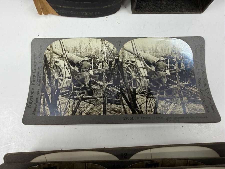 Antique Keystone View Company Stereographic Library World War Through The Stereoscope Volume I Box Set With 43 Vintage Military Stereoview Cards [Photo 23]