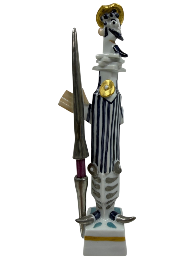 Meissen Modernist Porcelain Cubist Style Don Quixote Figurine By Peter Strang Model 81831 Missing Left Arm/Hand