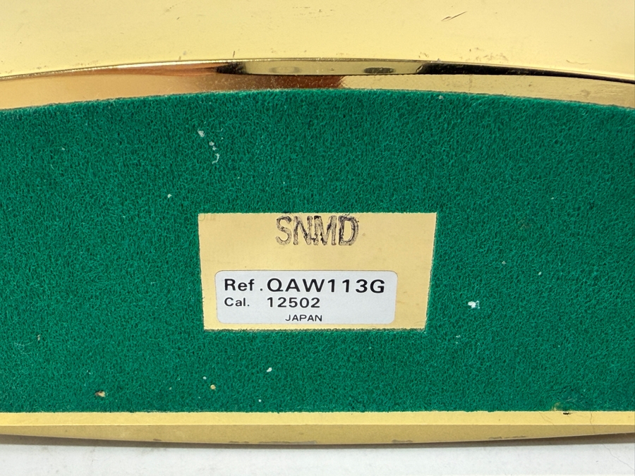 Seiko Quartz Gold Tone Round Skeleton Desk Mantel Clock With Exposed Gears And Roman Numerals Model QAW113G Made In Japan 8.5'W X 8.5'H [Photo 6]