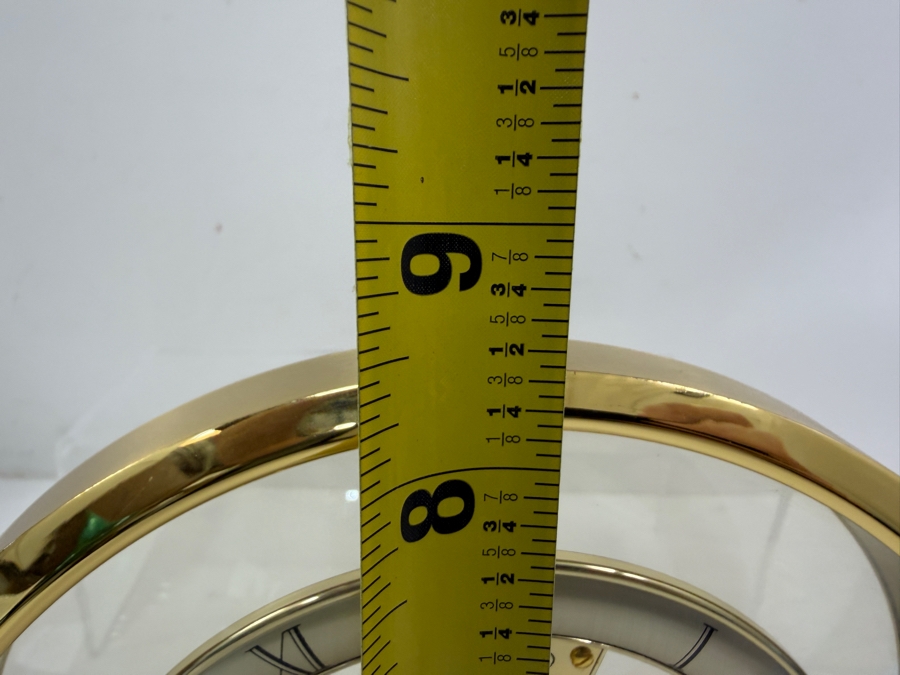 Seiko Quartz Gold Tone Round Skeleton Desk Mantel Clock With Exposed Gears And Roman Numerals Model QAW113G Made In Japan 8.5'W X 8.5'H [Photo 8]