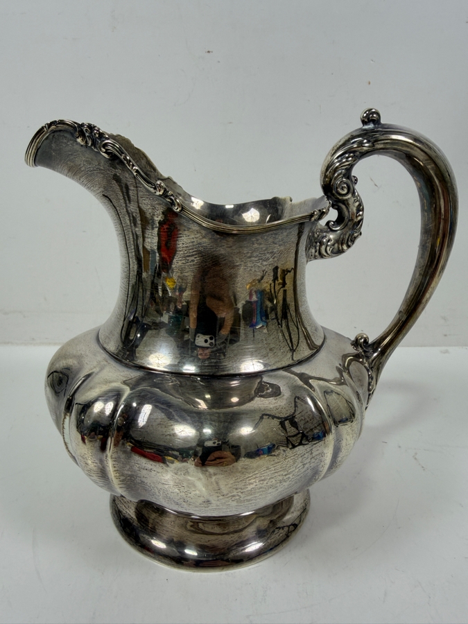 Vintage Poole Sterling Silver Lancaster Rose Water Pitcher With Ornate Floral Repousse Detailing 8'H 486.8g $1,297 Silver Melt Value [Photo 4]