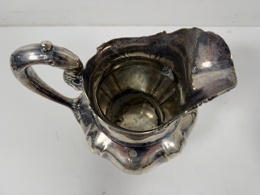 Vintage Poole Sterling Silver Lancaster Rose Water Pitcher With Ornate Floral Repousse Detailing 8'H 486.8g $1,297 Silver Melt Value [Photo 2]