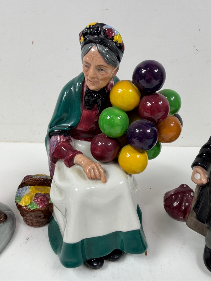 Vintage Royal Doulton Figurines From The Balloon Seller Series Including Old Balloon Seller #HN1315 Balloon Man #HN1954 Balloon Boy #HN29324 7'H - 8'H [Photo 2]
