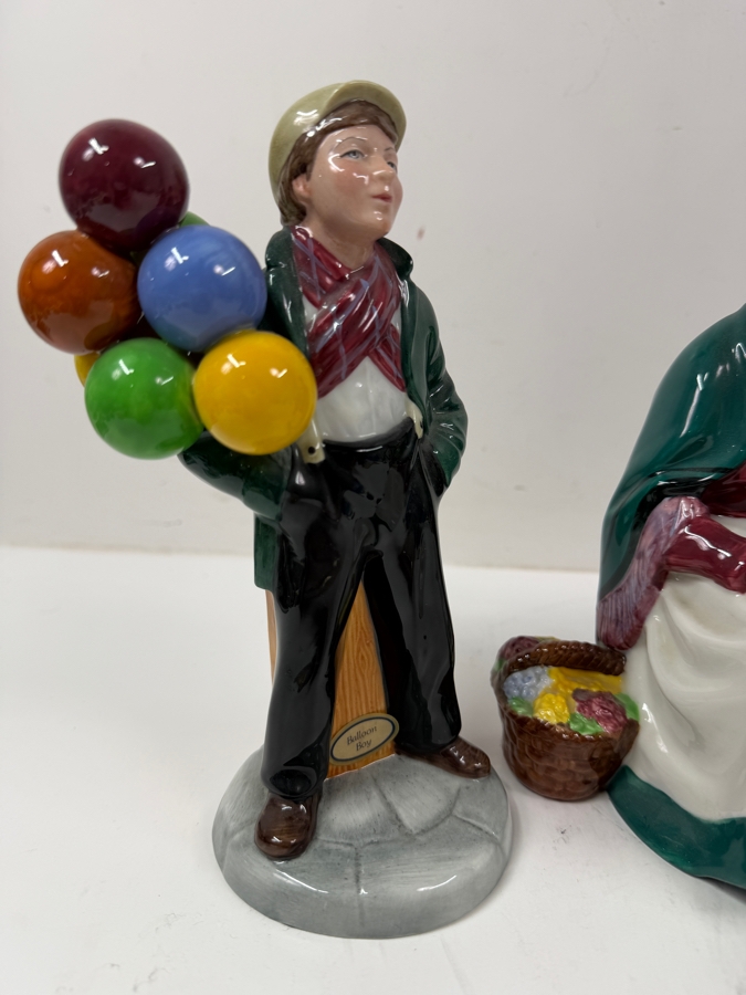 Vintage Royal Doulton Figurines From The Balloon Seller Series Including Old Balloon Seller #HN1315 Balloon Man #HN1954 Balloon Boy #HN29324 7'H - 8'H [Photo 3]