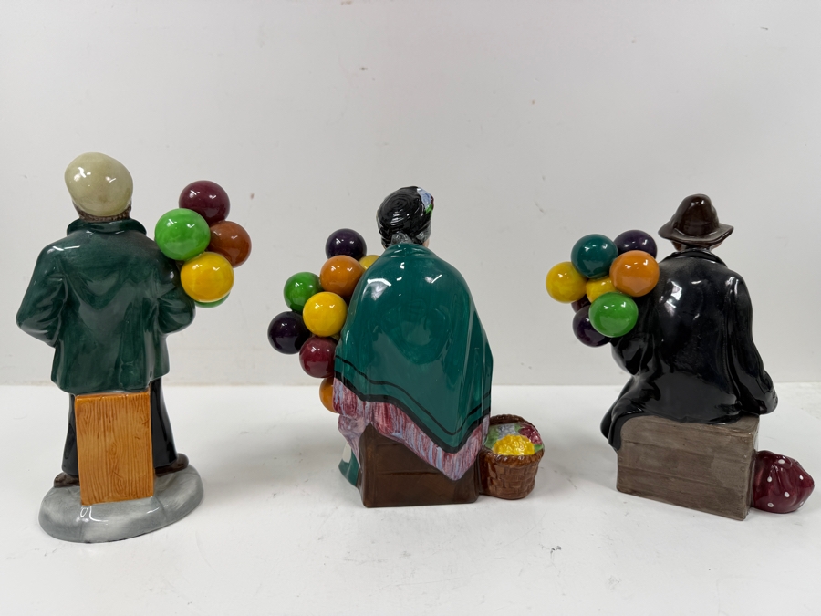 Vintage Royal Doulton Figurines From The Balloon Seller Series Including Old Balloon Seller #HN1315 Balloon Man #HN1954 Balloon Boy #HN29324 7'H - 8'H [Photo 5]