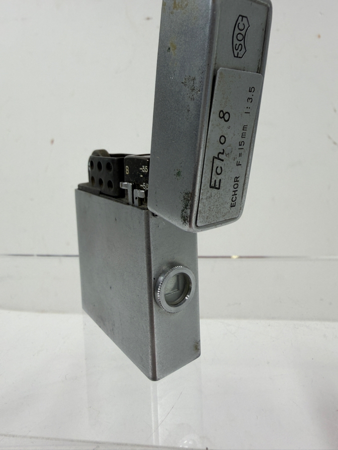 Rare Vintage Suzuki Optical Company Echo 8 Subminiature Spy Camera Hidden In A Silver Cigarette Lighter With Echor 15mm Lens [Photo 7]