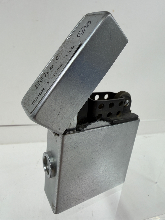 Rare Vintage Suzuki Optical Company Echo 8 Subminiature Spy Camera Hidden In A Silver Cigarette Lighter With Echor 15mm Lens [Photo 3]