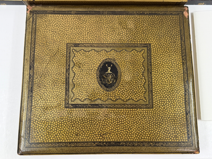 Antique Circa 1795 Chinese Lacquer Gaming Box Containing (120) Chinese Carved Mother Of Pearl Gambling Counters And 1870 Goodall Playing Cards 12'W X 10'D X 3'H With Original Invoice Purchased In 1984 In London, England For $1,139 [Photo 14]