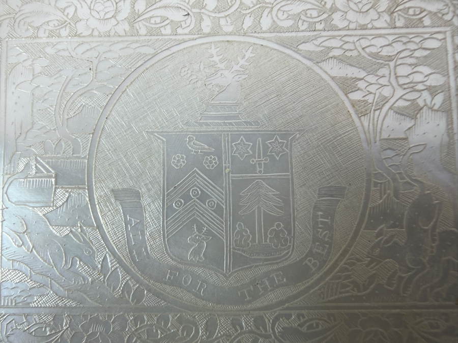 Antique Circa 1795 Chinese Lacquer Gaming Box Containing (120) Chinese Carved Mother Of Pearl Gambling Counters And 1870 Goodall Playing Cards 12'W X 10'D X 3'H With Original Invoice Purchased In 1984 In London, England For $1,139 [Photo 10]