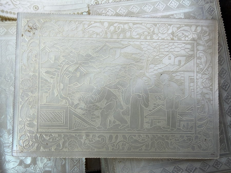 Antique Circa 1795 Chinese Lacquer Gaming Box Containing (120) Chinese Carved Mother Of Pearl Gambling Counters And 1870 Goodall Playing Cards 12'W X 10'D X 3'H With Original Invoice Purchased In 1984 In London, England For $1,139 [Photo 8]