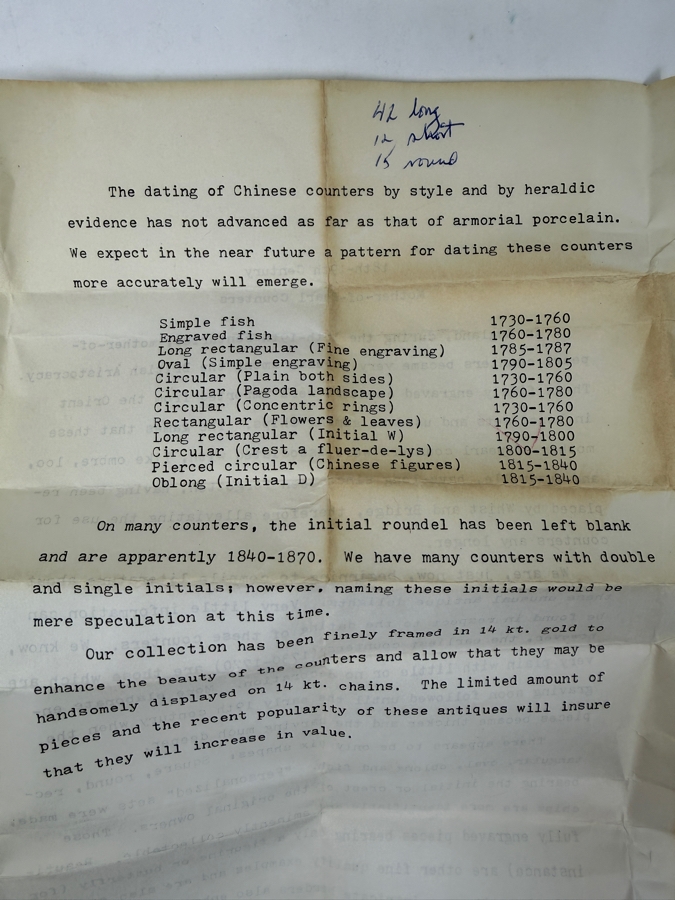 (71) Antique Chinese Mother Of Pearl Hand Carved Gambling Counters Circa 1815 Qing Dynasty Chia Ching Era With Etched Scenes And Certificate Of Authenticity [Photo 15]