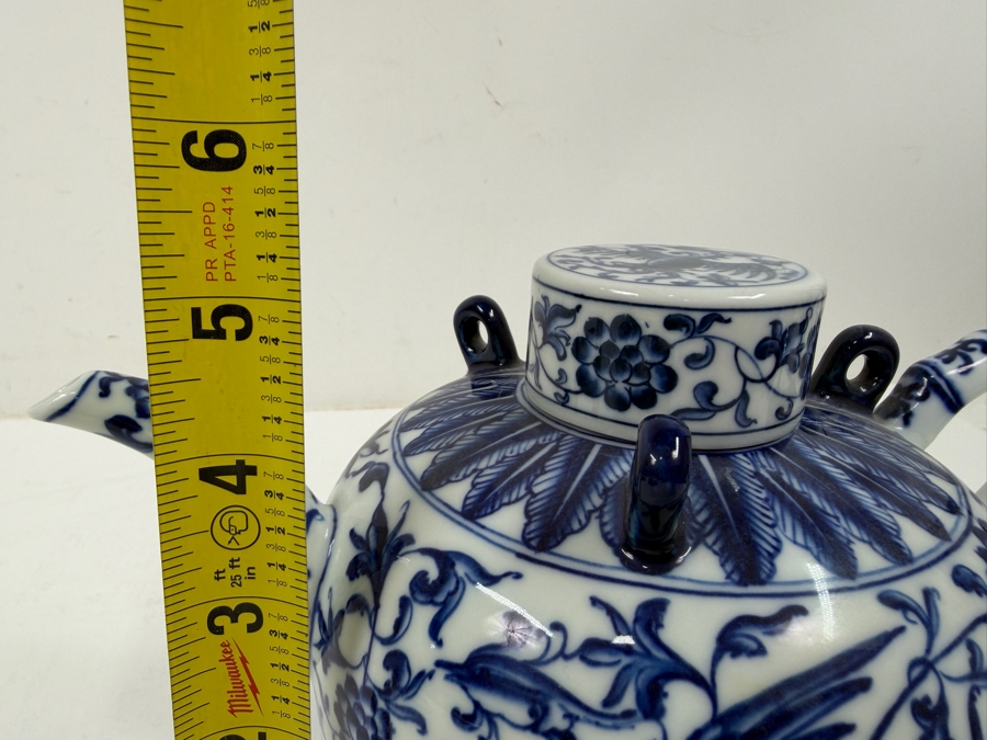 Chinese Blue And White Porcelain Teapot With Base Mark 9.5'W X 5.5'H [Photo 10]