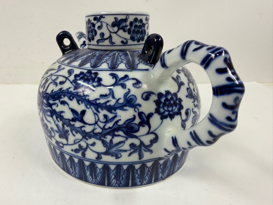 Chinese Blue And White Porcelain Teapot With Base Mark 9.5'W X 5.5'H [Photo 6]