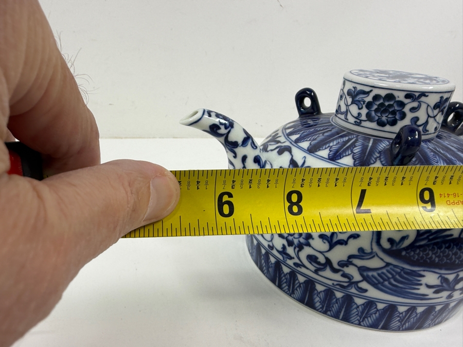Chinese Blue And White Porcelain Teapot With Base Mark 9.5'W X 5.5'H [Photo 9]