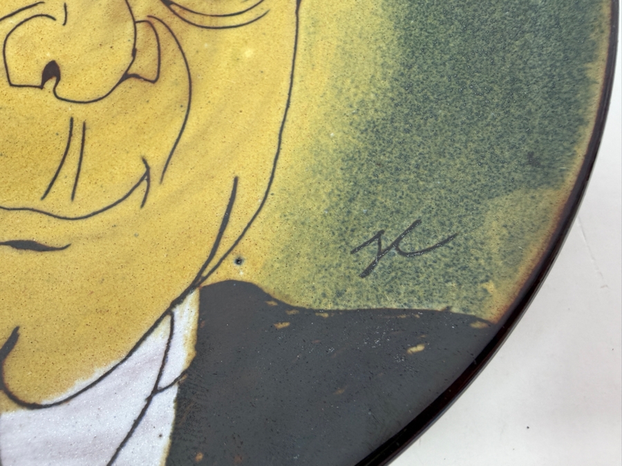 Vintage Chelsea England Footed Art Pottery Plate Hand Painted Caricature Portrait Of A Judge / Lawyer Signed JC 6.5'W X 1.5'H [Photo 3]