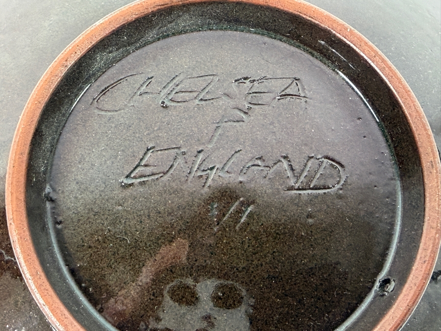 Vintage Chelsea England Footed Art Pottery Plate Hand Painted Caricature Portrait Of A Judge / Lawyer Signed JC 6.5'W X 1.5'H [Photo 5]